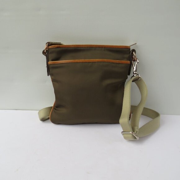 Lauren Ralph Lauren Vintage Surplus Olive Green Tan Leather Trim Crossbody Bag - Picture 3 of 16